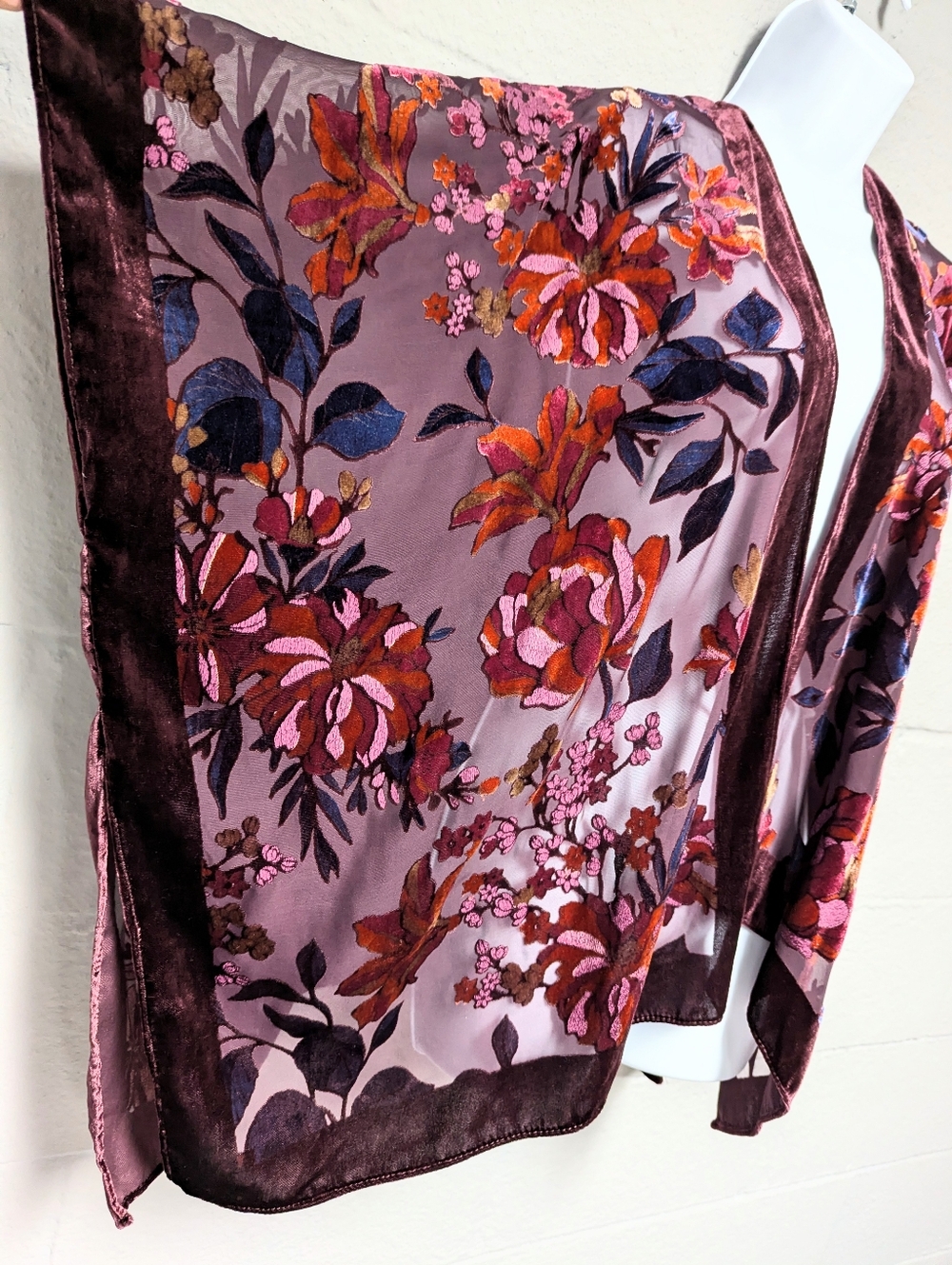 J Jill Velvet Burnout Kimono Topper One Size Boho Romance - Picture 5 of 14